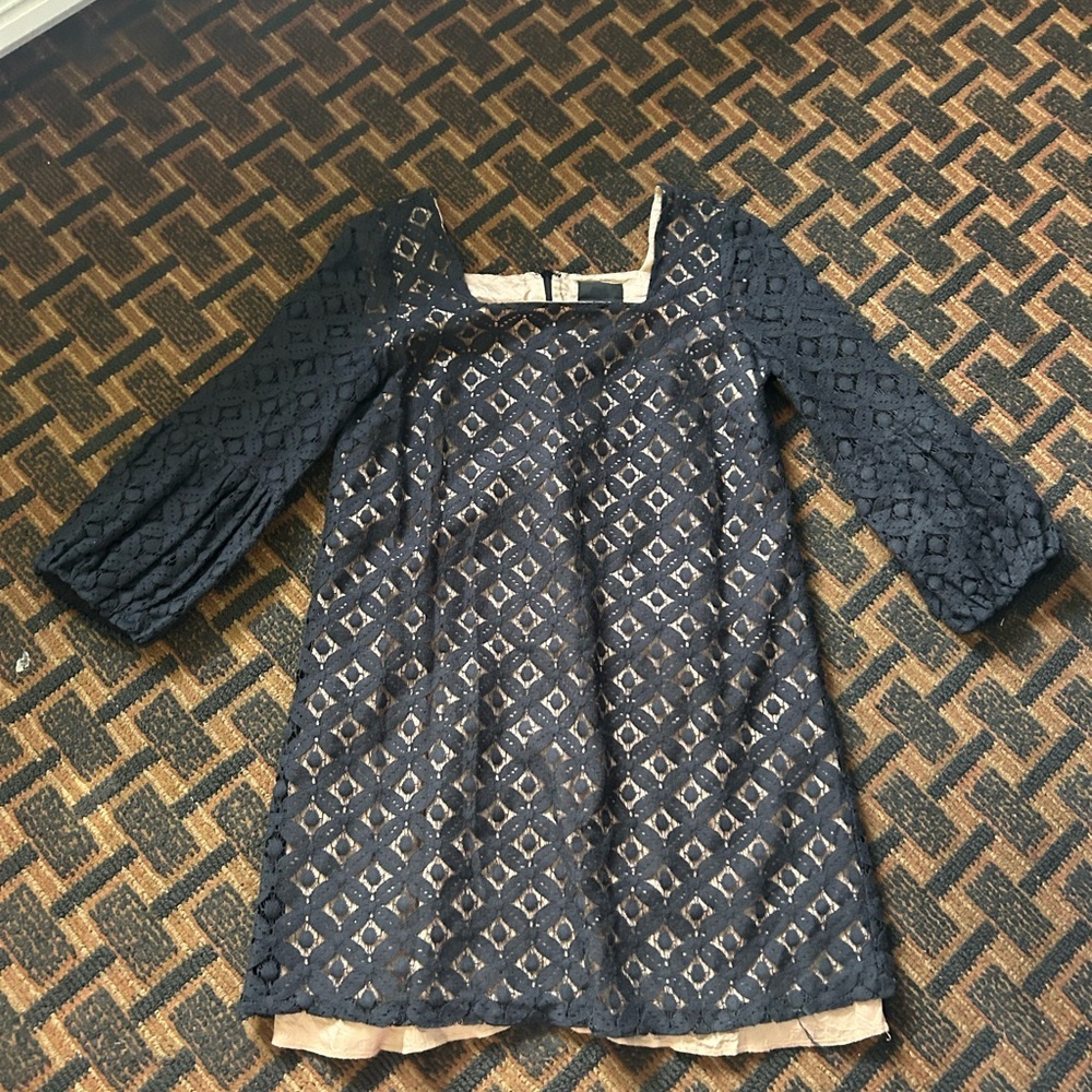 Anthropologie dress size 4 Black Lace Dress with Geometric Pattern